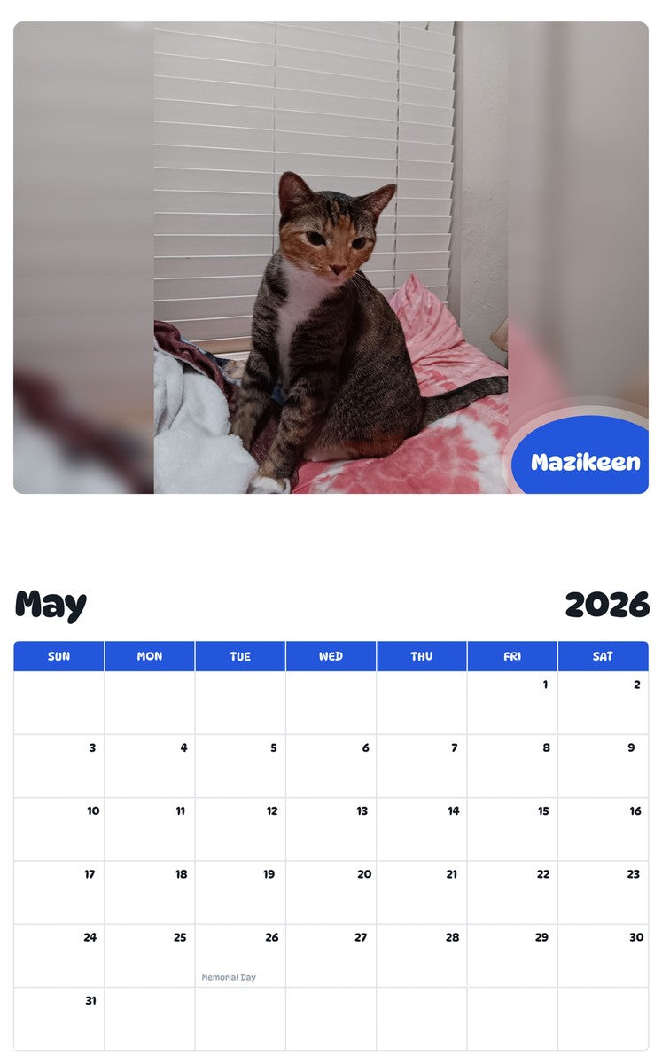 2026 - 2027 Mazikeen - Pawidols Pet Calendar