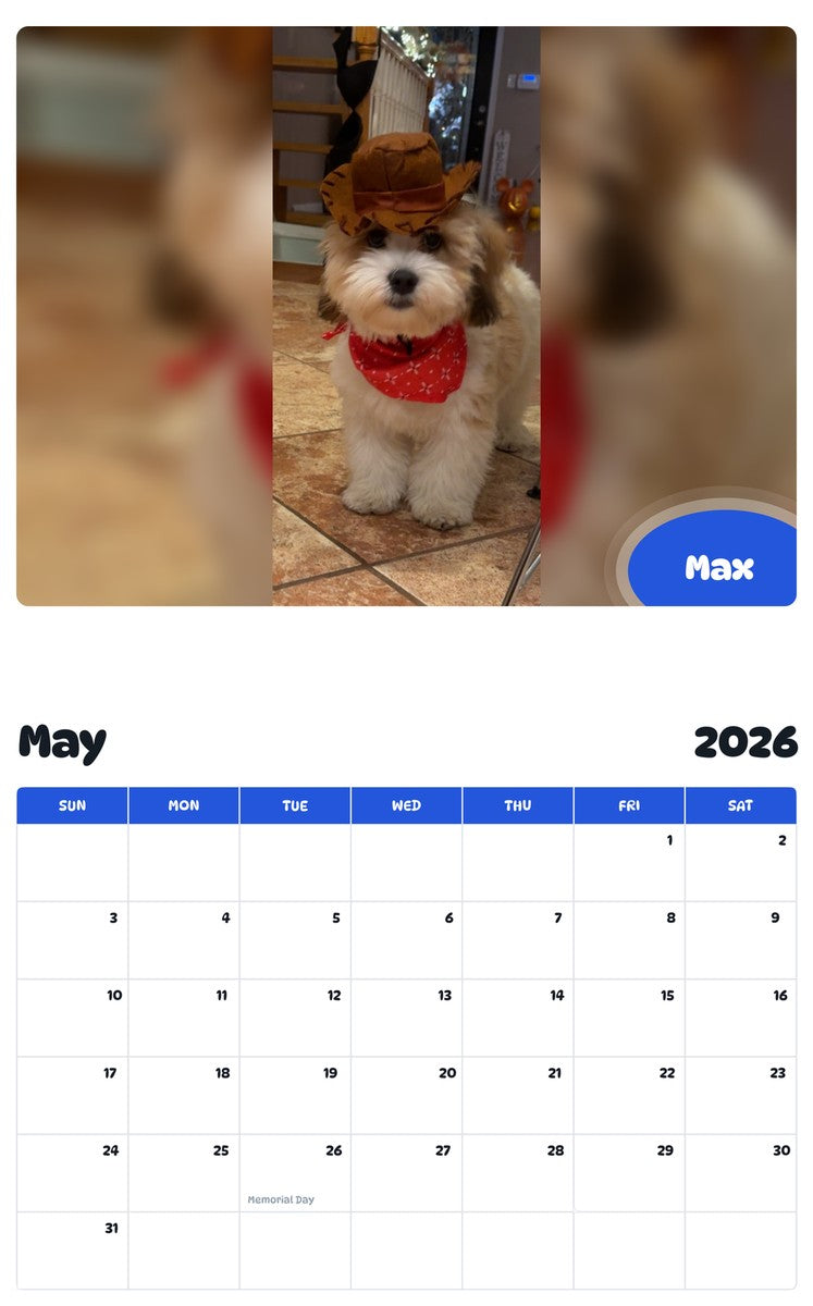 2026 - 2027 Max - Pawidols Pet Calendar