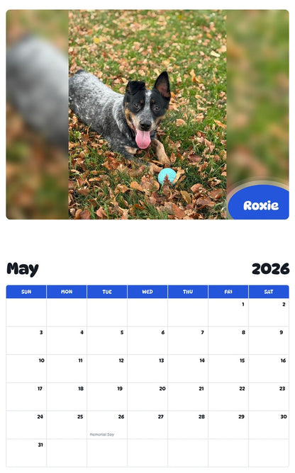 2026 - 2027 Roxie - Pawidols Pet Calendar