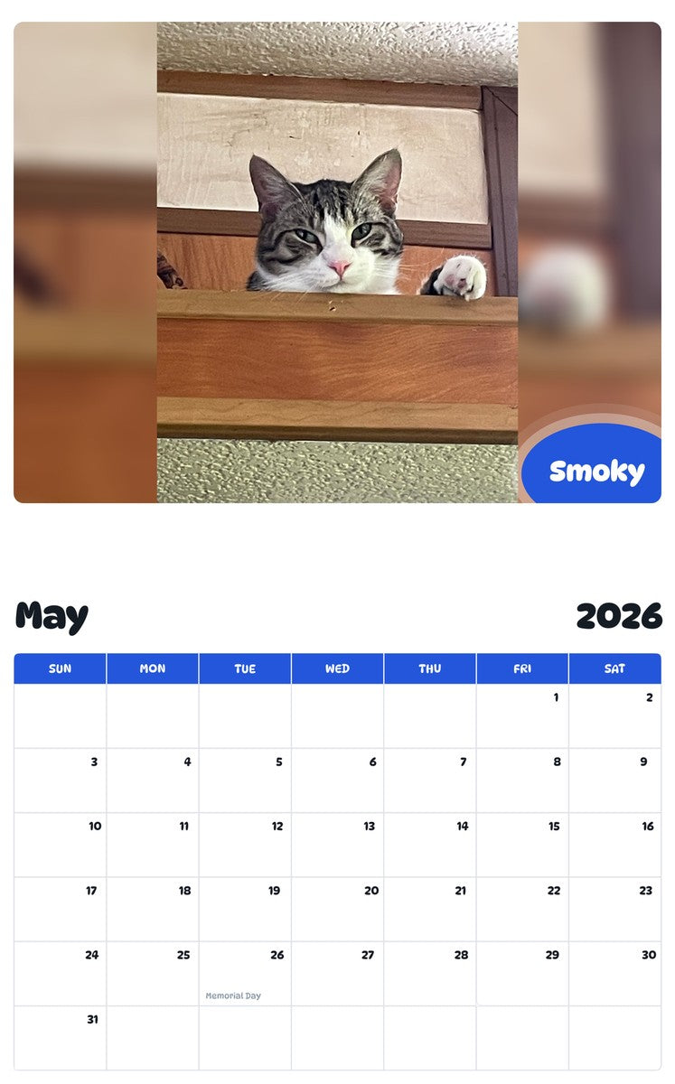 2026 - 2027 Smoky - Pawidols Pet Calendar