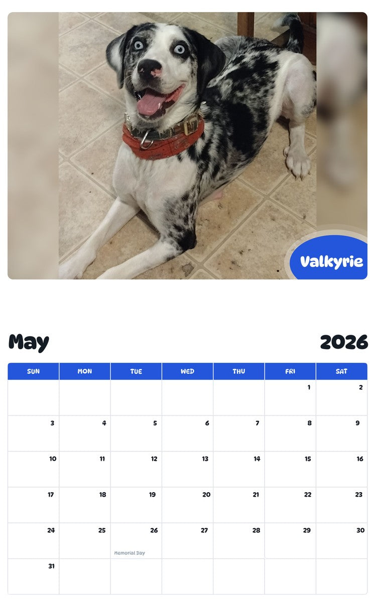 2026 - 2027 Valkyrie - Pawidols Pet Calendar