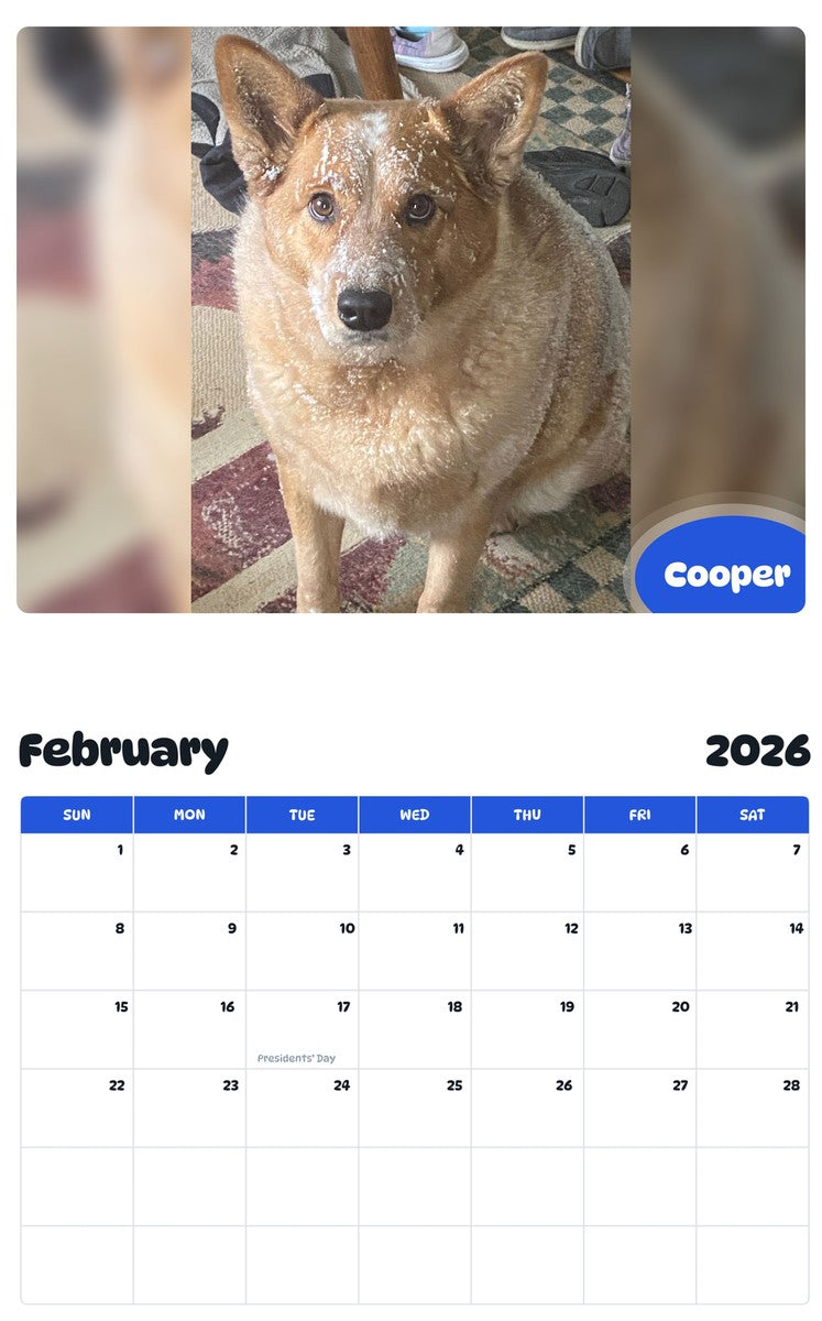 October 2025 - September 2026 Cooper - Pawidols Pet Calendar