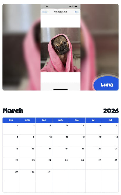 November 2025 - October 2026 Luna - Pawidols Pet Calendar