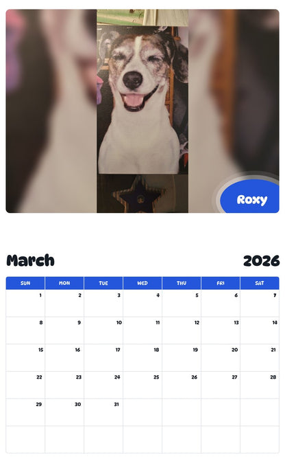 November 2025 - October 2026 Roxy - Pawidols Pet Calendar