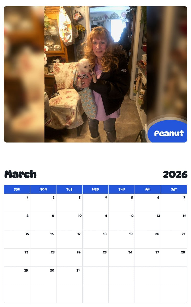 November 2025 - October 2026 Peanut - Pawidols Pet Calendar
