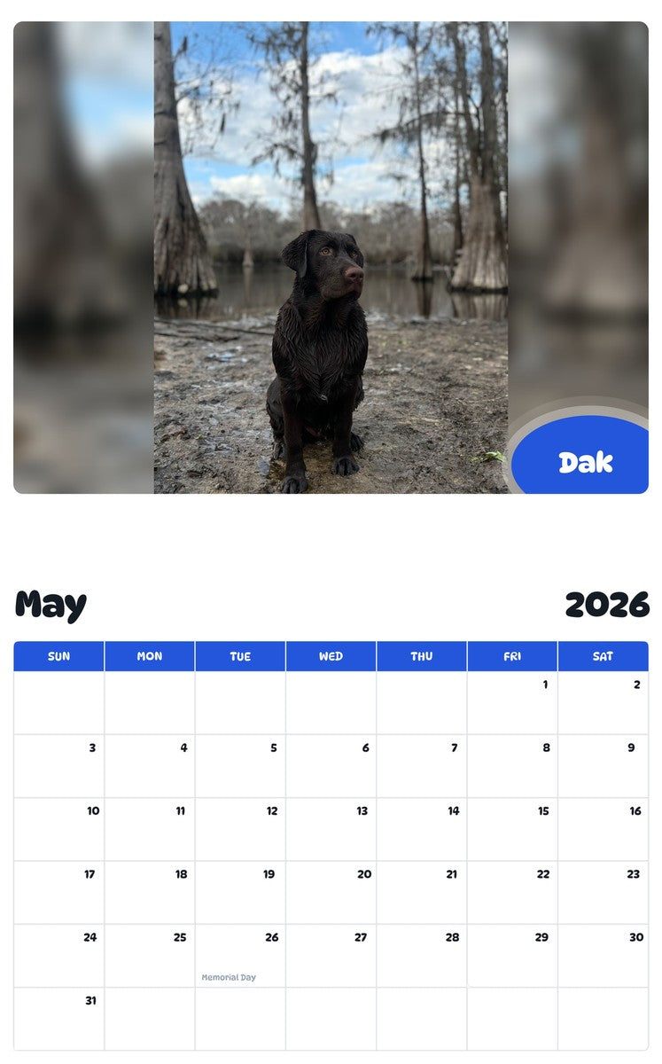 2026 - 2027 Dak - Pawidols Pet Calendar