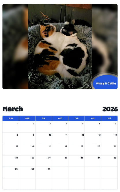 November 2025 - October 2026 Missy & Callie - Pawidols Pet Calendar