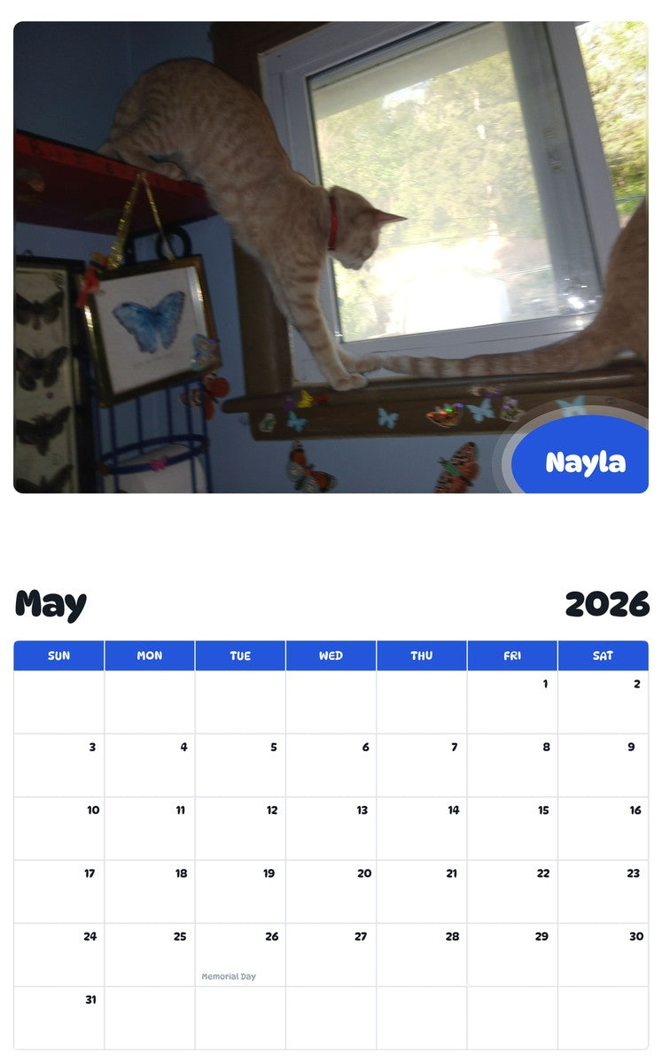 2026 - 2027 Nayla - Pawidols Pet Calendar