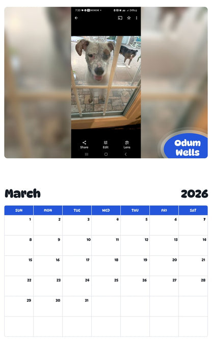 November 2025 - October 2026 Odum Wells - Pawidols Pet Calendar