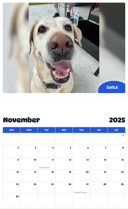 July 2025 - June 2026 Sable - Pawidols Pet Calendar