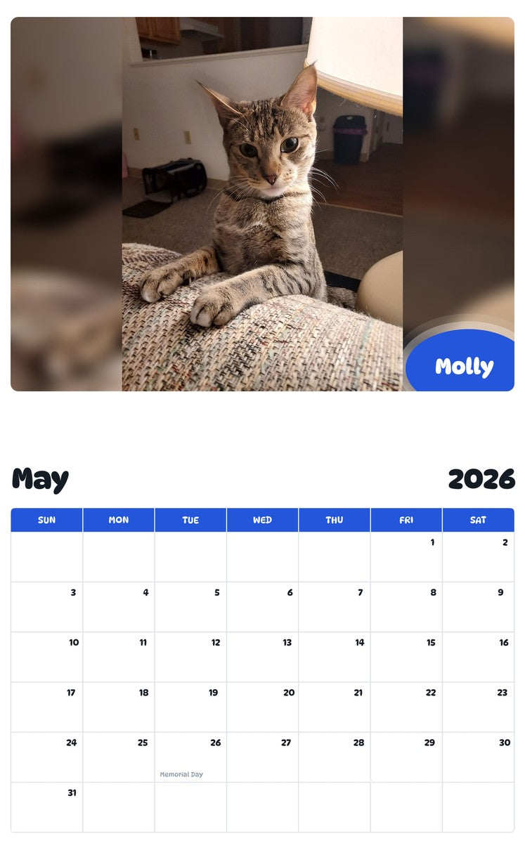 2026 - 2027 Molly - Pawidols Pet Calendar