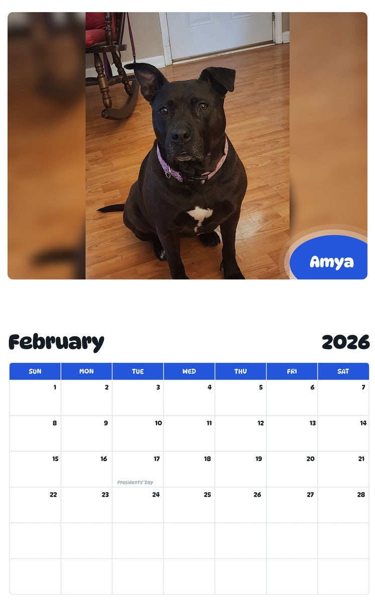 October 2025 - September 2026 Amya - Pawidols Pet Calendar