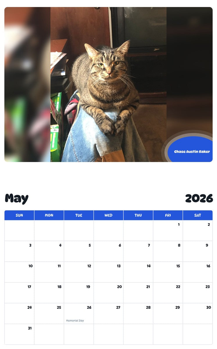 2026 - 2027 Chase Austin Baker - Pawidols Pet Calendar