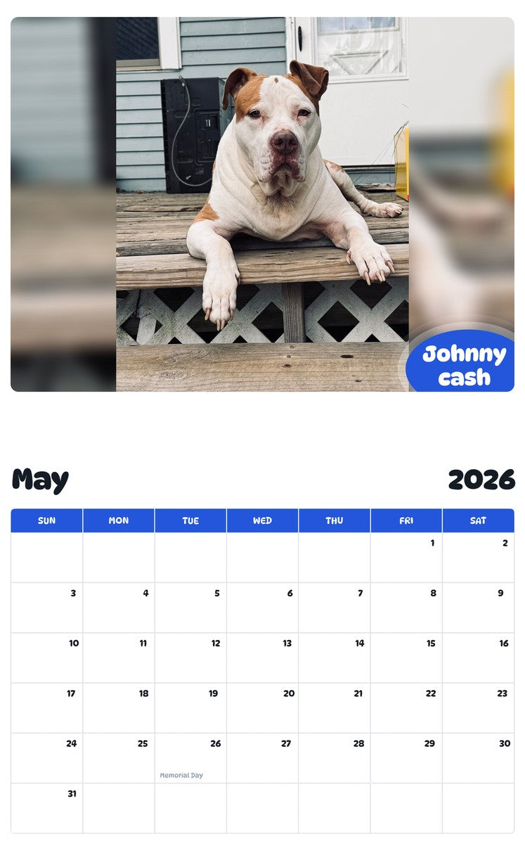 2026 - 2027 Johnny cash - Pawidols Pet Calendar