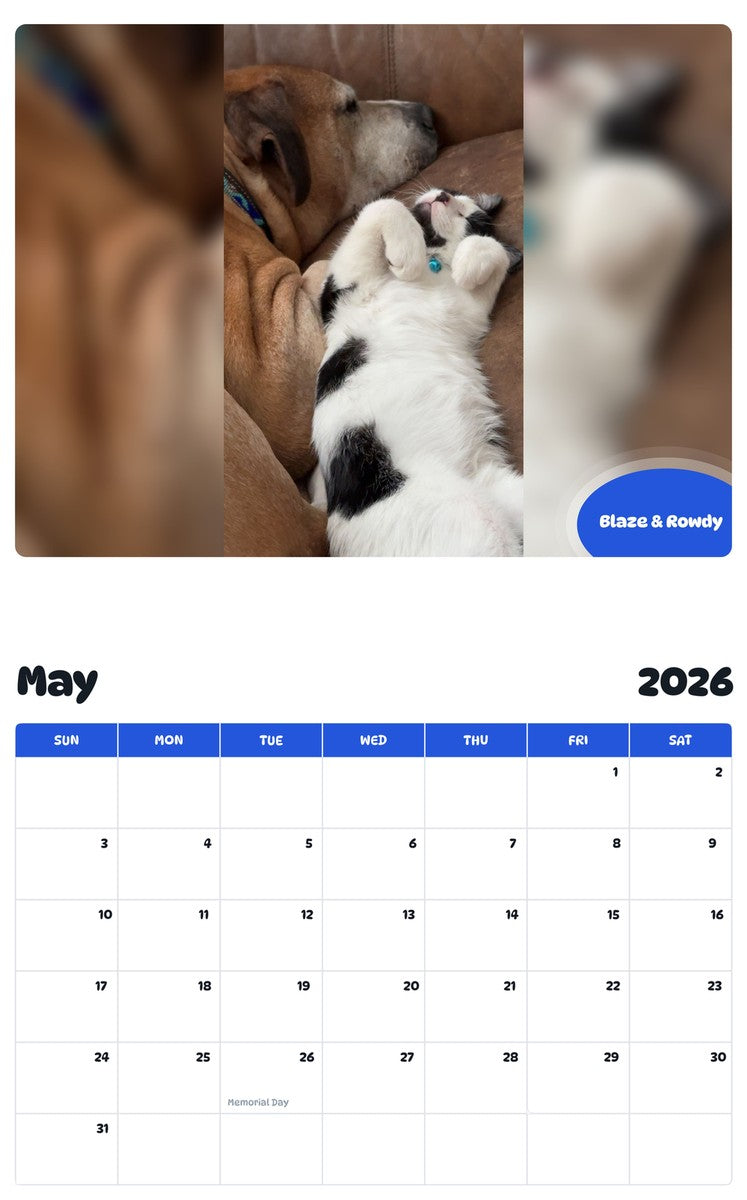 2026 - 2027 Blaze & Rowdy - Pawidols Pet Calendar