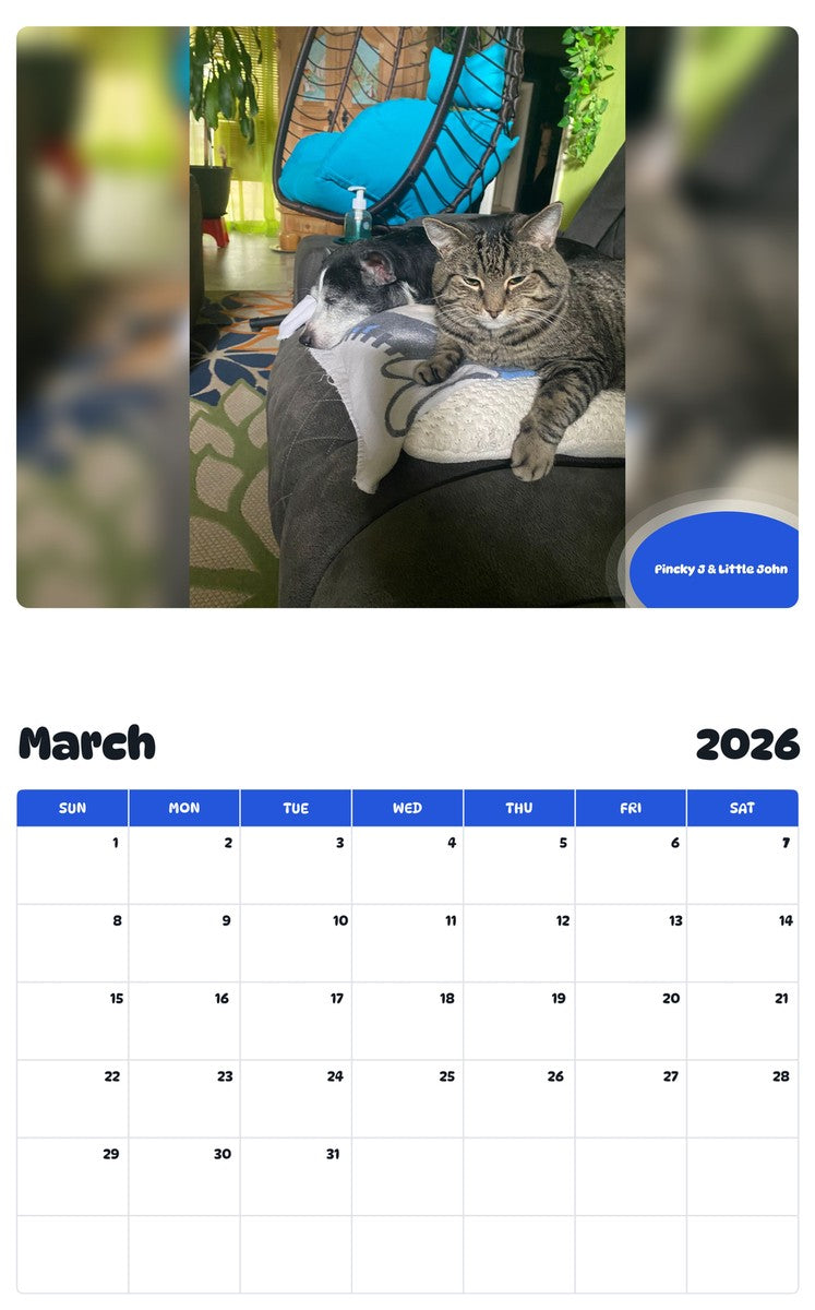 November 2025 - October 2026 Pincky J & Little John - Pawidols Pet Calendar