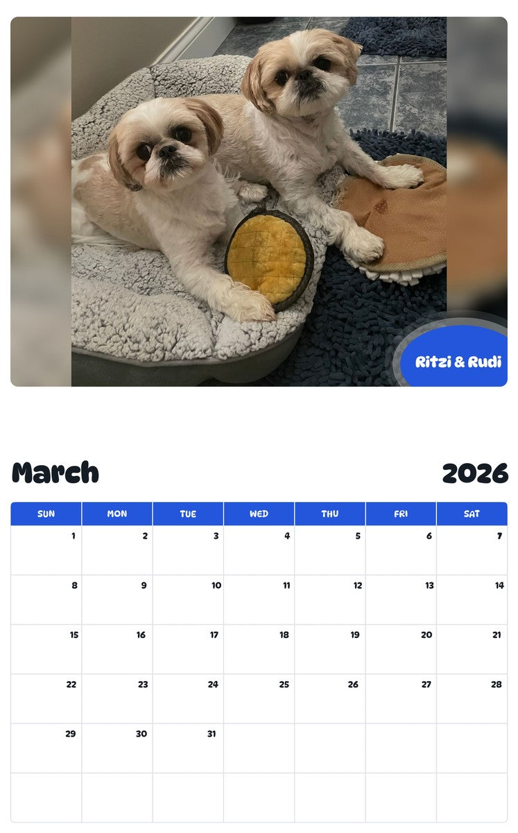 November 2025 - October 2026 Ritzi & Rudi - Pawidols Pet Calendar