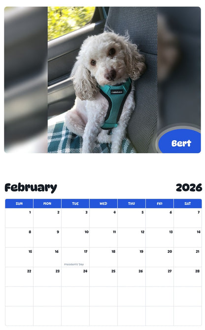 October 2025 - September 2026 Bert - Pawidols Pet Calendar