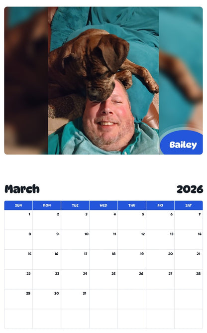 November 2025 - October 2026 Bailey - Pawidols Pet Calendar