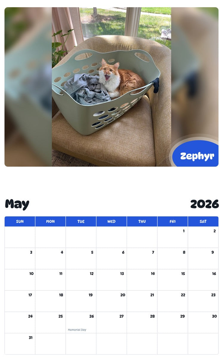 2026 - 2027 Zephyr - Pawidols Pet Calendar