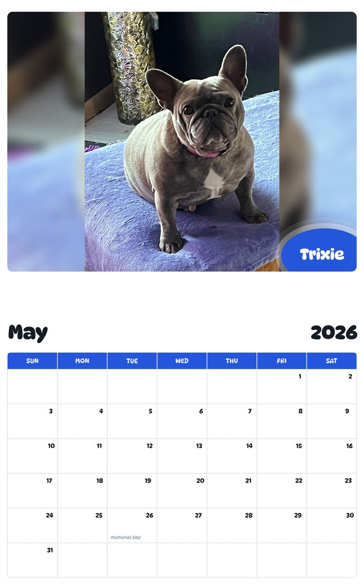 2026 - 2027 Trixie - Pawidols Pet Calendar