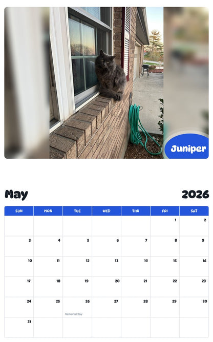 2026 - 2027 Juniper - Pawidols Pet Calendar
