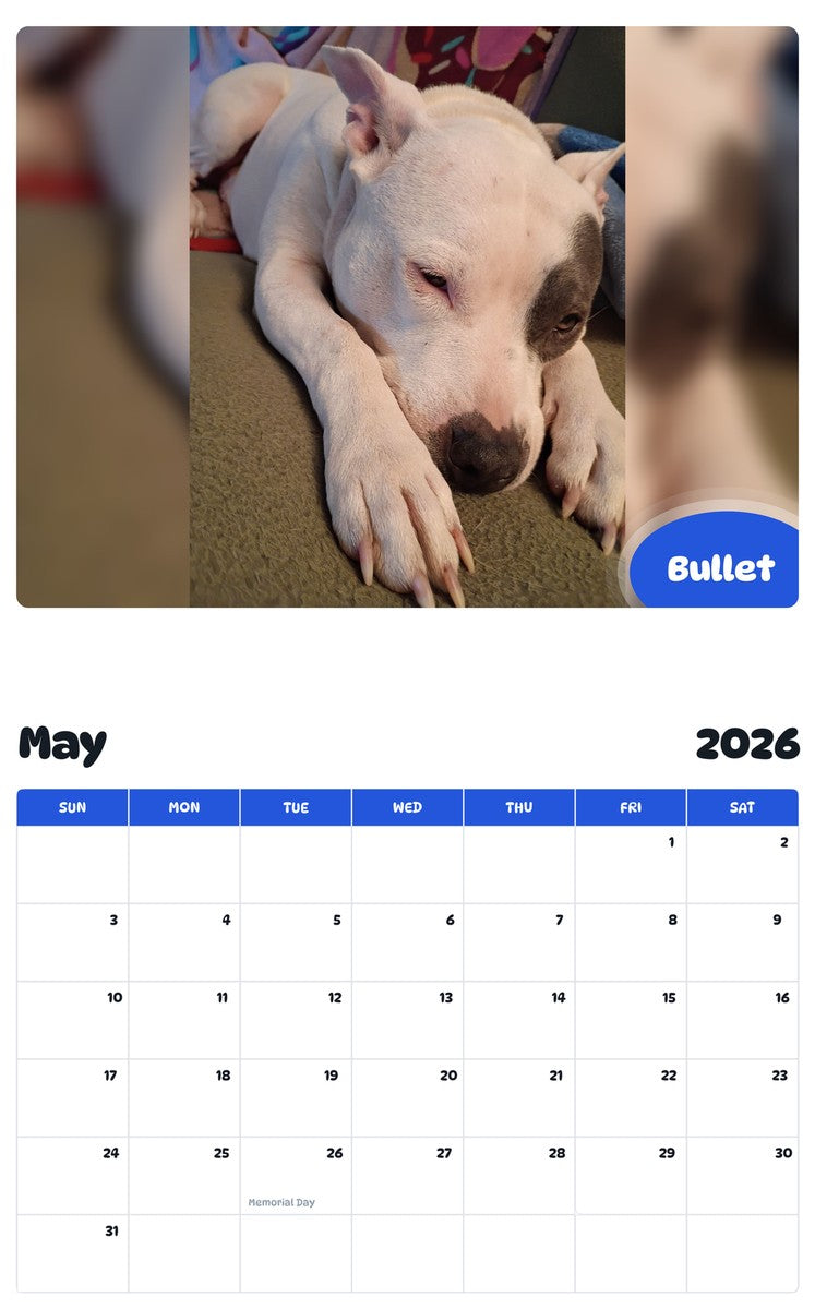 2026 - 2027 Bullet - Pawidols Pet Calendar