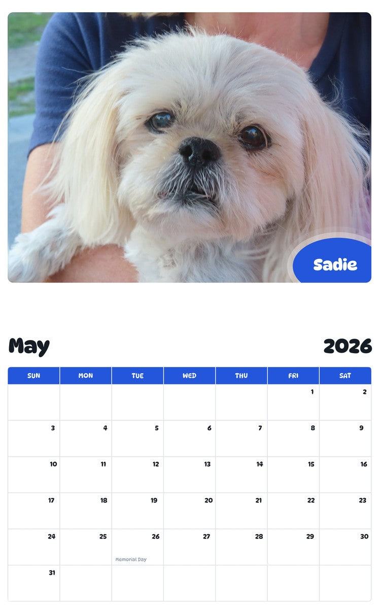 2026 - 2027 Sadie - Pawidols Pet Calendar