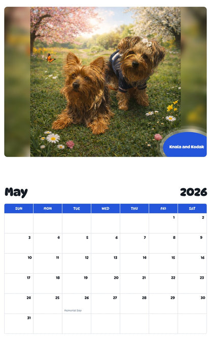 2026 - 2027 Knala and Kodak - Pawidols Pet Calendar