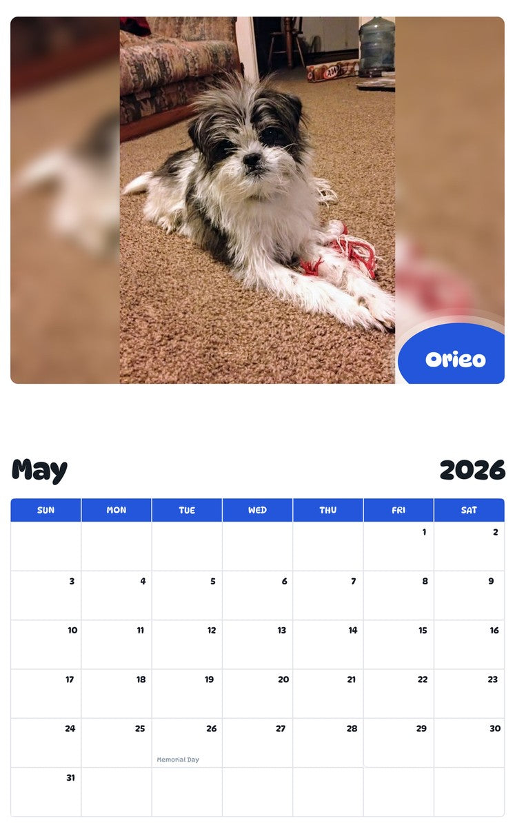 2026 - 2027 Orieo - Pawidols Pet Calendar