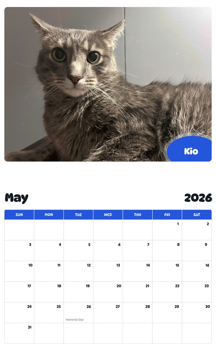 2026 - 2027 Kio - Pawidols Pet Calendar