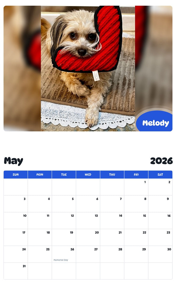 2026 - 2027 Melody - Pawidols Pet Calendar