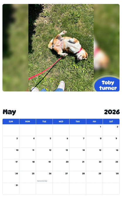 2026 - 2027 Toby turner - Pawidols Pet Calendar