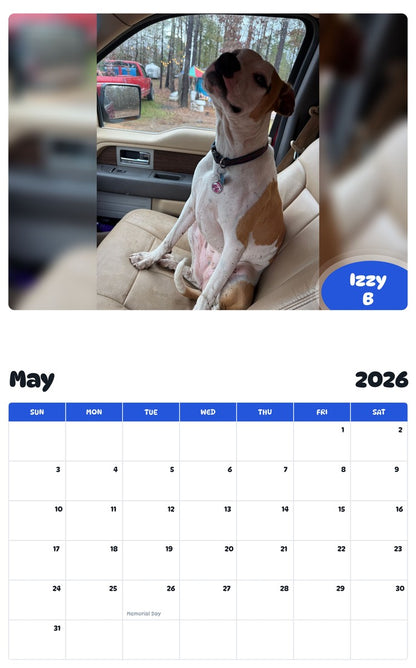 2026 - 2027 Izzy B - Pawidols Pet Calendar