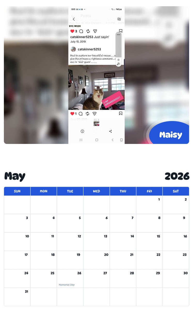 2026 - 2027 Maisy - Pawidols Pet Calendar