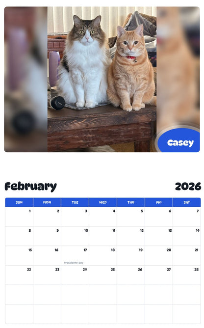 October 2025 - September 2026 Casey - Pawidols Pet Calendar