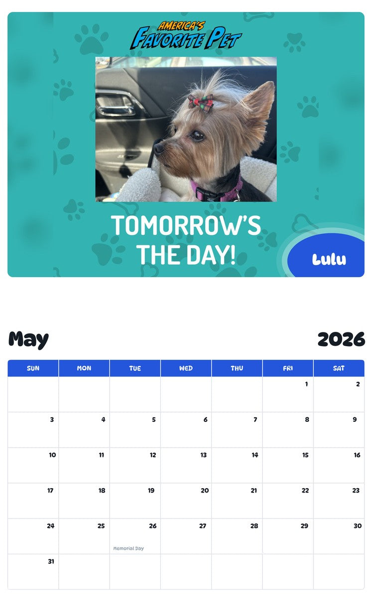 2026 - 2027 Lulu - Pawidols Pet Calendar