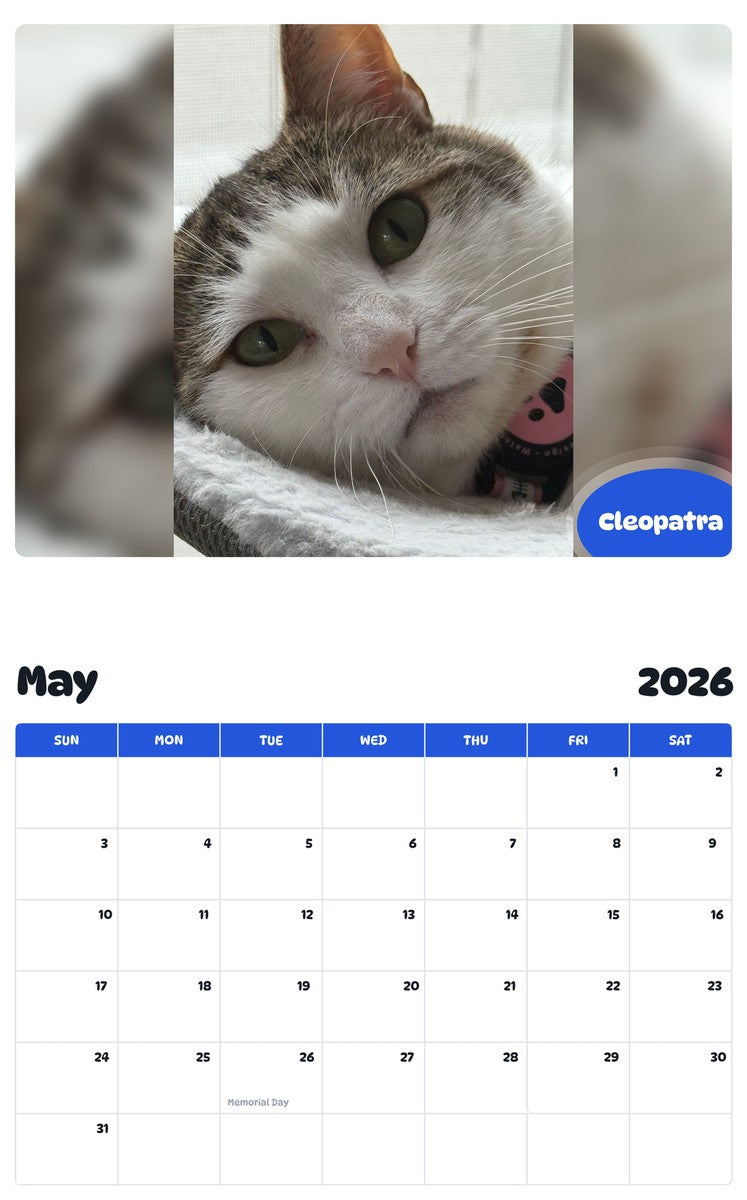 2026 - 2027 Cleopatra - Pawidols Pet Calendar