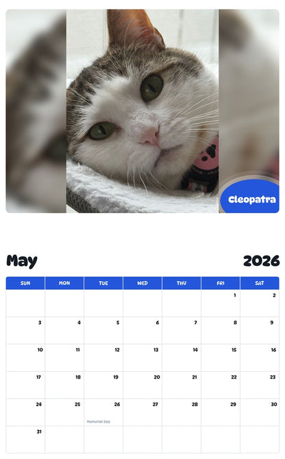 2026 - 2027 Cleopatra - Pawidols Pet Calendar