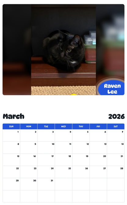 November 2025 - October 2026 Raven Lee - Pawidols Pet Calendar