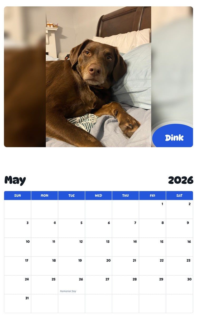 2026 - 2027 Dink - Pawidols Pet Calendar