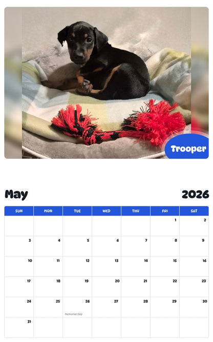 2026 - 2027 Trooper - Pawidols Pet Calendar