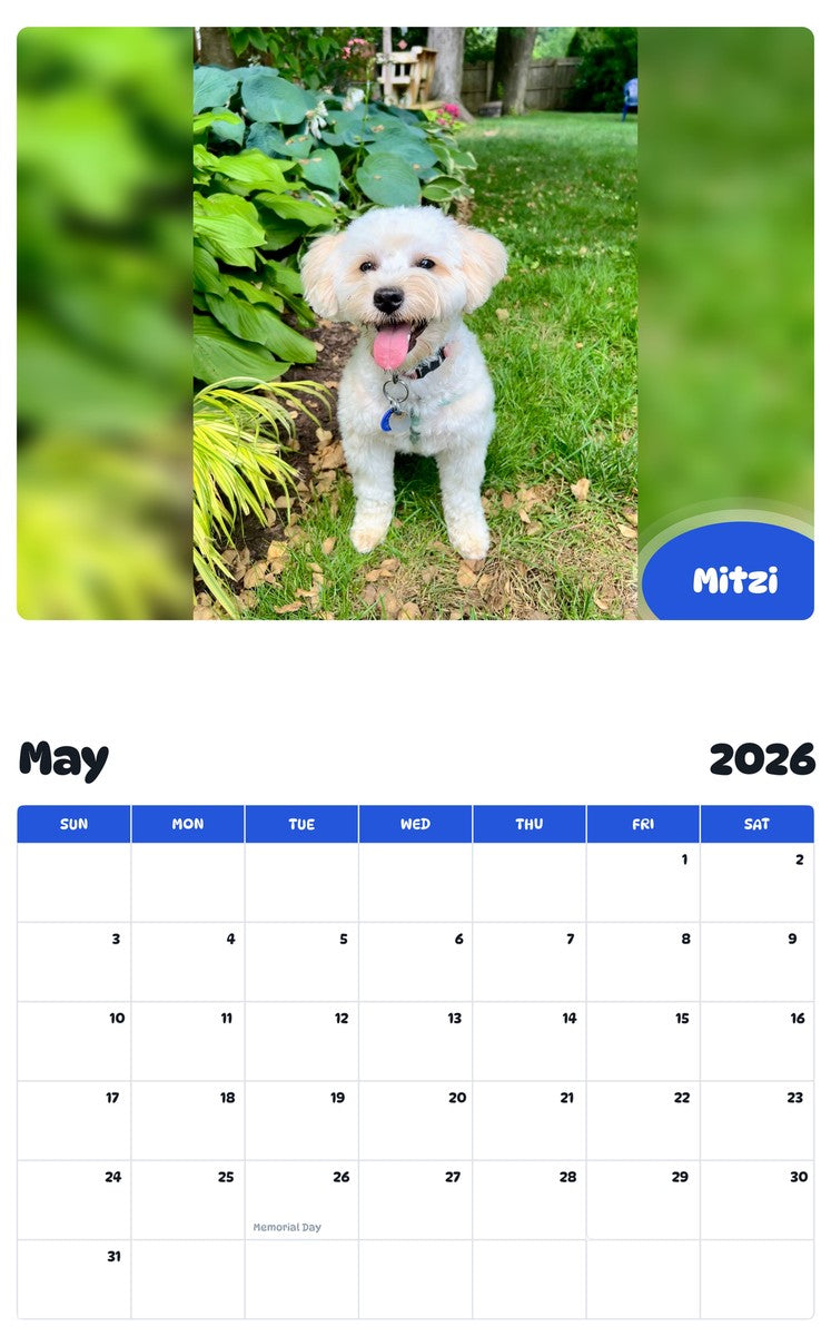 2026 - 2027 Mitzi - Pawidols Pet Calendar
