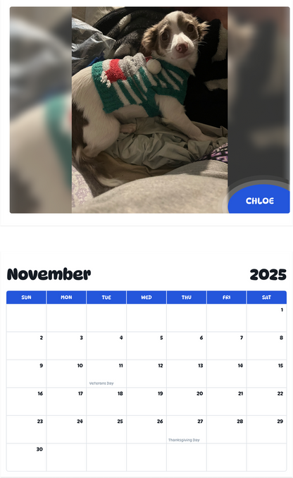 July 2025 - June 2026 Chloe - Pawidols Pet Calendar