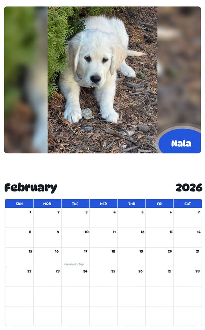 October 2025 - September 2026 Nala - Pawidols Pet Calendar