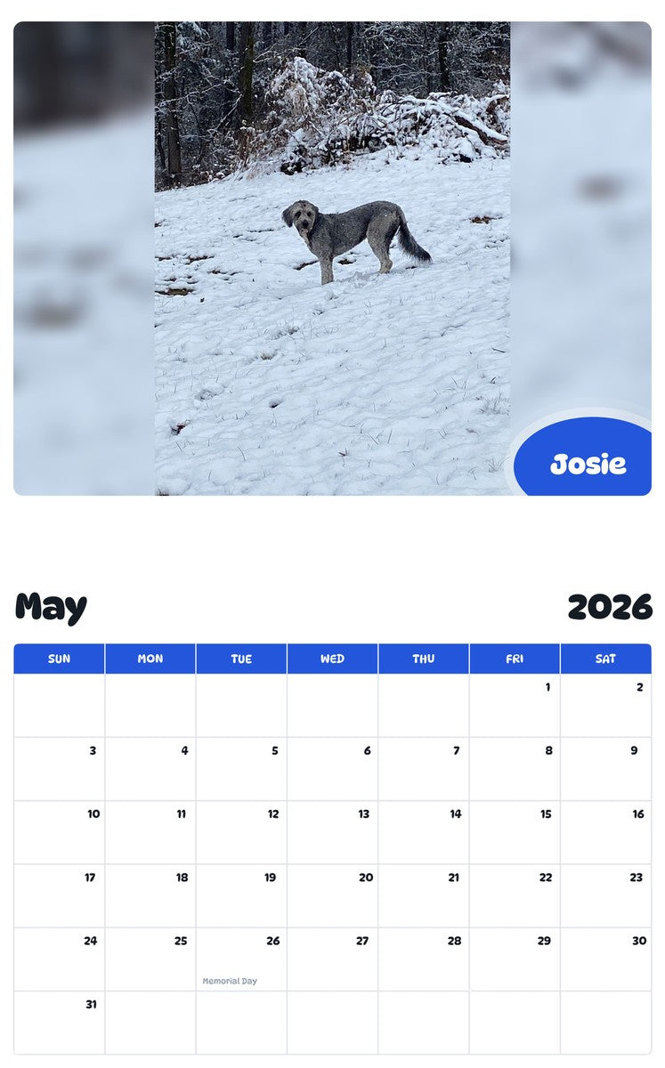 2026 - 2027 Josie - Pawidols Pet Calendar