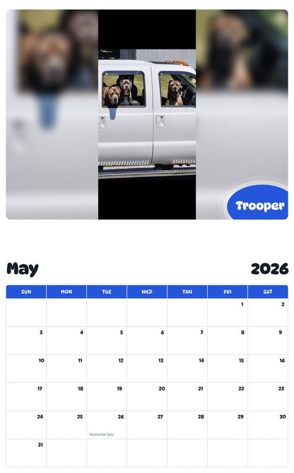 2026 - 2027 Trooper - Pawidols Pet Calendar