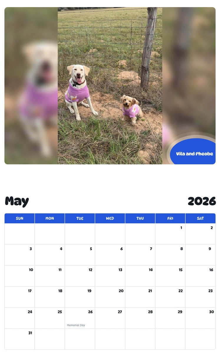 2026 - 2027 Vila and Pheobe - Pawidols Pet Calendar