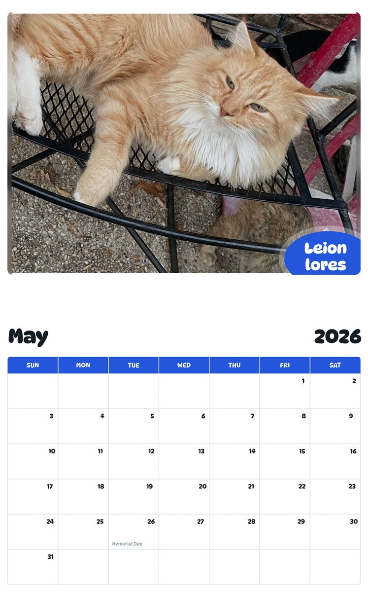 2026 - 2027 Leion lores - Pawidols Pet Calendar