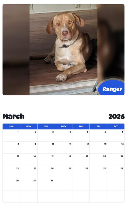 November 2025 - October 2026 Ranger - Pawidols Pet Calendar